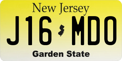 NJ license plate J16MDO