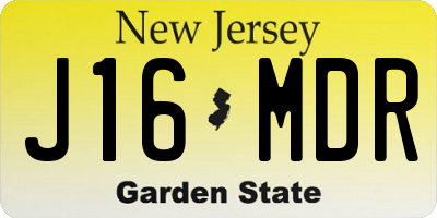 NJ license plate J16MDR