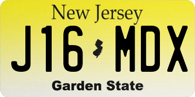NJ license plate J16MDX