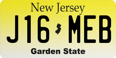NJ license plate J16MEB