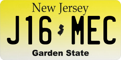 NJ license plate J16MEC
