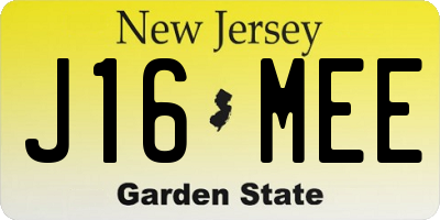 NJ license plate J16MEE