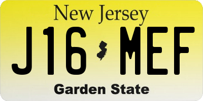 NJ license plate J16MEF