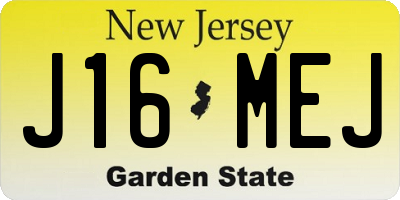 NJ license plate J16MEJ