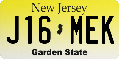 NJ license plate J16MEK