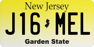 NJ license plate J16MEL