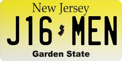 NJ license plate J16MEN