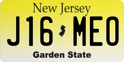 NJ license plate J16MEO