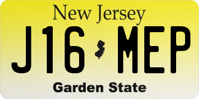 NJ license plate J16MEP