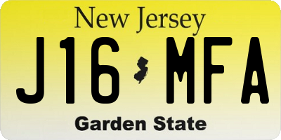 NJ license plate J16MFA