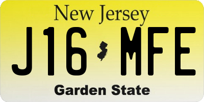 NJ license plate J16MFE