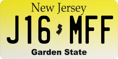 NJ license plate J16MFF