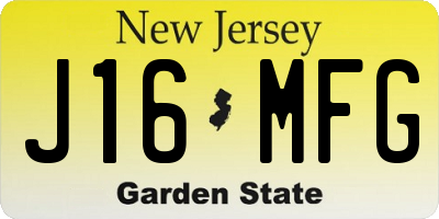 NJ license plate J16MFG