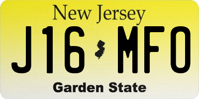 NJ license plate J16MFO