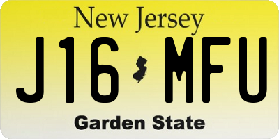 NJ license plate J16MFU