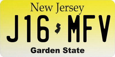 NJ license plate J16MFV