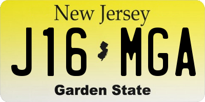 NJ license plate J16MGA
