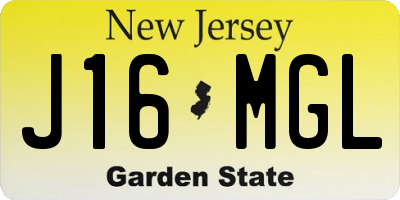 NJ license plate J16MGL
