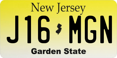 NJ license plate J16MGN