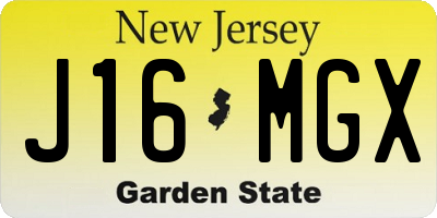 NJ license plate J16MGX