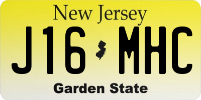 NJ license plate J16MHC