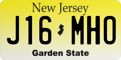 NJ license plate J16MHO