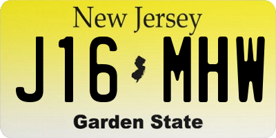 NJ license plate J16MHW