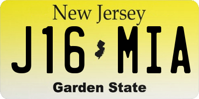 NJ license plate J16MIA