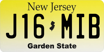 NJ license plate J16MIB