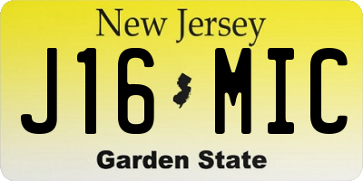 NJ license plate J16MIC