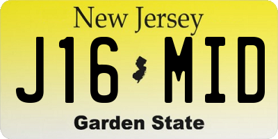 NJ license plate J16MID