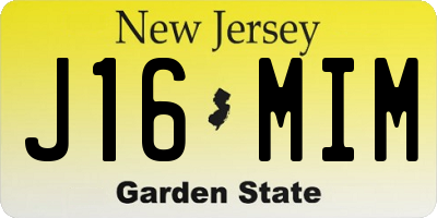 NJ license plate J16MIM