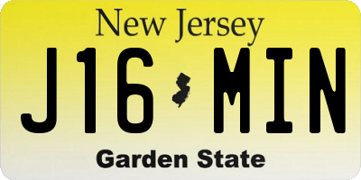 NJ license plate J16MIN