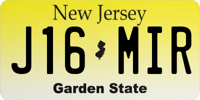 NJ license plate J16MIR