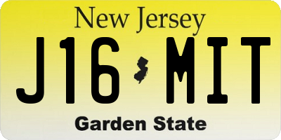 NJ license plate J16MIT