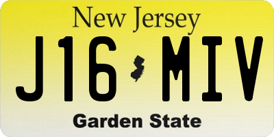 NJ license plate J16MIV