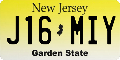 NJ license plate J16MIY