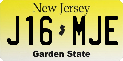NJ license plate J16MJE