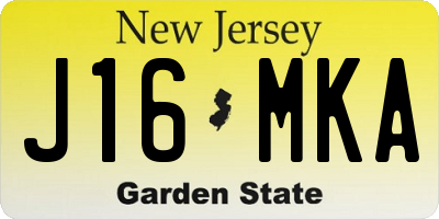 NJ license plate J16MKA