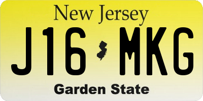 NJ license plate J16MKG
