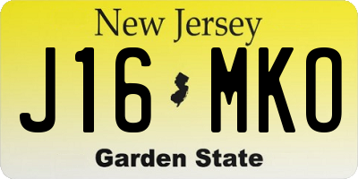 NJ license plate J16MKO