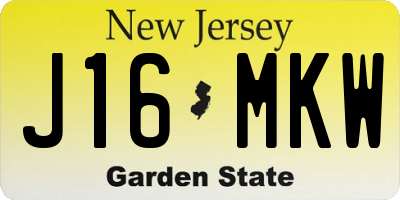 NJ license plate J16MKW