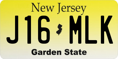 NJ license plate J16MLK