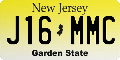 NJ license plate J16MMC