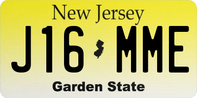 NJ license plate J16MME