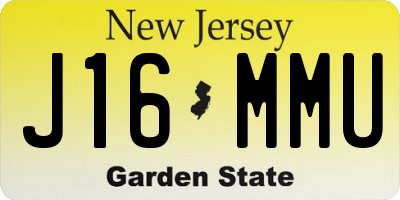 NJ license plate J16MMU