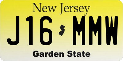 NJ license plate J16MMW