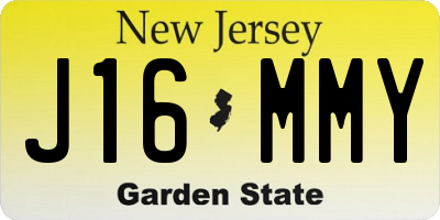 NJ license plate J16MMY