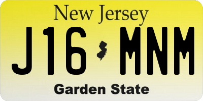 NJ license plate J16MNM