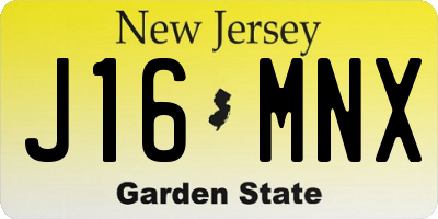 NJ license plate J16MNX